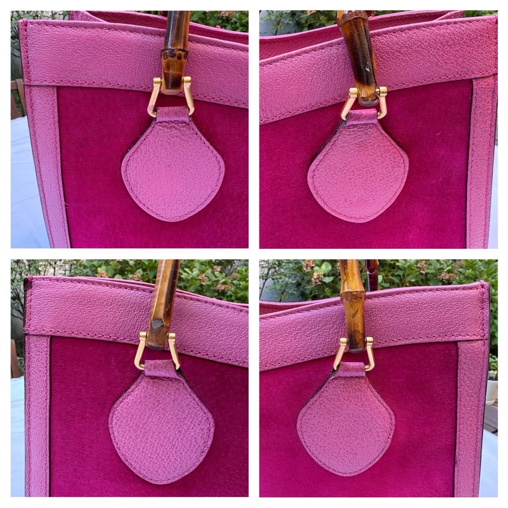 GUCCI Pink Diana Bag UNICORN Leather & Suede, Bamboo VINTAGE RARE - Picture 14 of 14